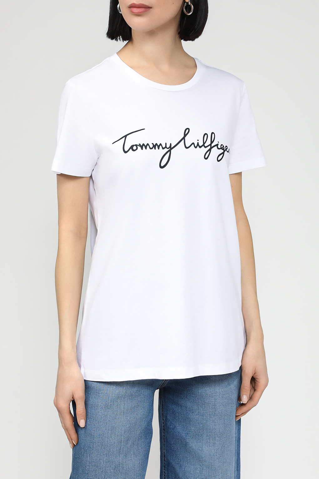 

Футболка женская Tommy Hilfiger WW0WW24967 белая L, Белый, WW0WW24967