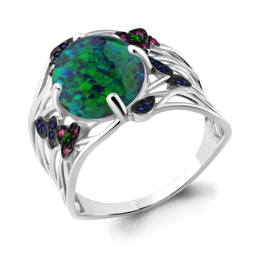 

Кольцо из серебра с сапфиром р. 19 Aquamarine 6599796ВГД_925_р, 6599796ВГД_925_р