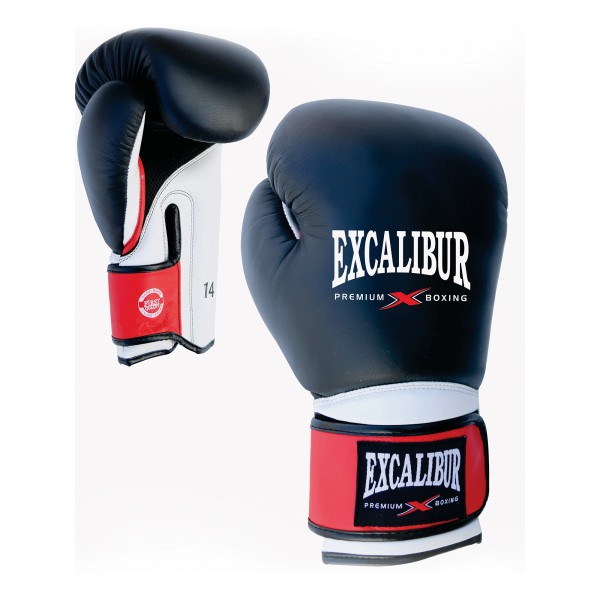 фото Боксерские перчатки excalibur 8041/02 черные/белые/красные 10 унций