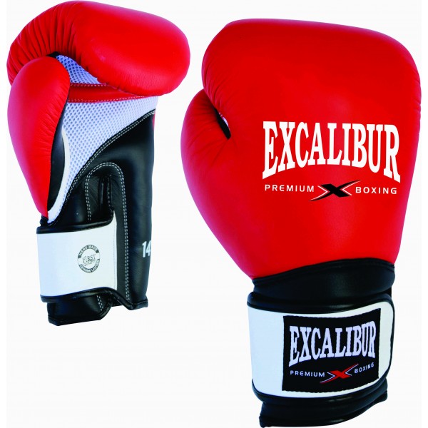 фото Боксерские перчатки excalibur 8041/01 красные/черные/белые 16 унций