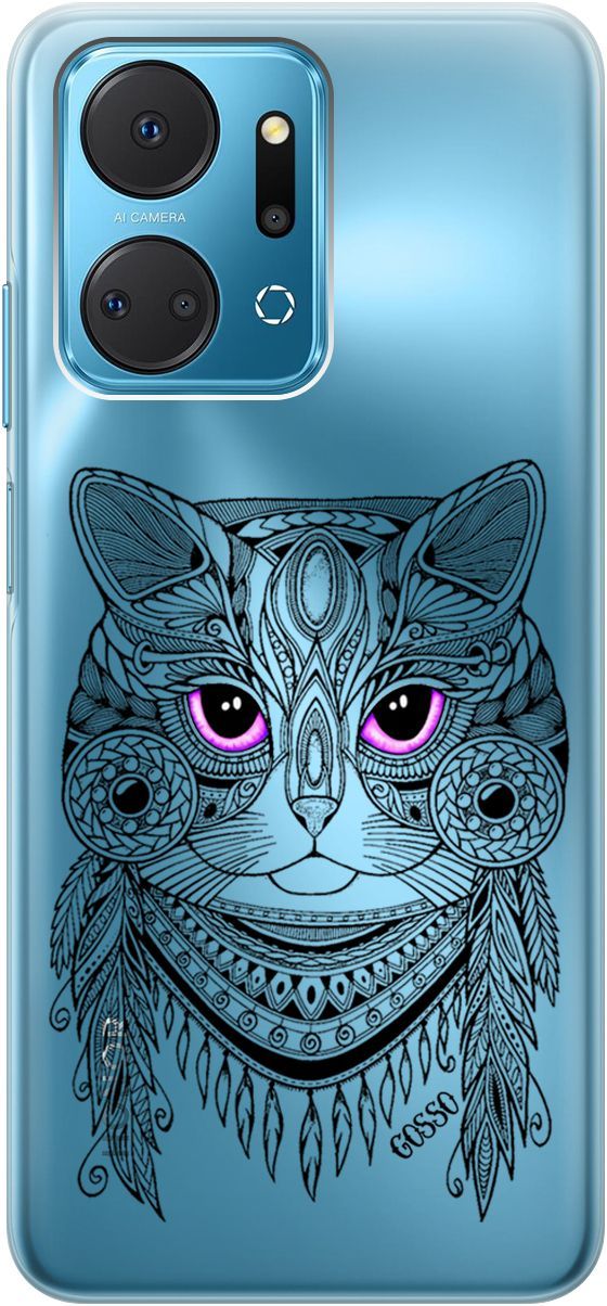 

Силиконовый чехол на Honor X7a с 3D принтом "Grand Cat" прозрачный, Прозрачный;фиолетовый, 159388
