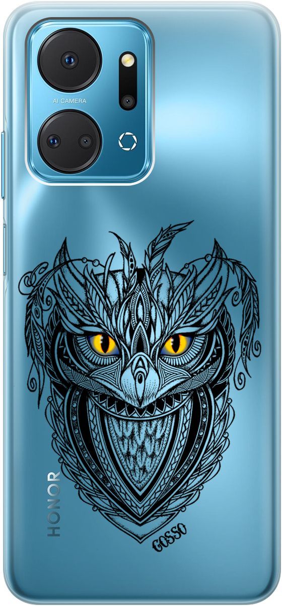 

Силиконовый чехол на Honor X7a с 3D принтом "Grand Owl" прозрачный, Прозрачный;желтый, 159388