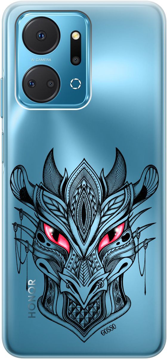 

Силиконовый чехол на Honor X7a с 3D принтом "Dragon" прозрачный, Прозрачный;черный, 159388