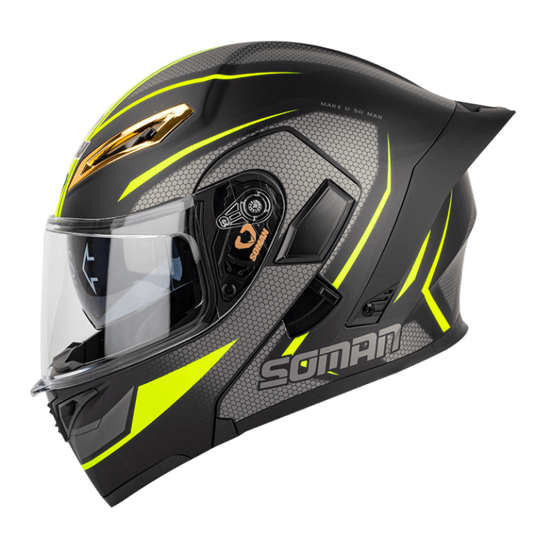 

Мотошлем Soman SM955-S SPARK Black Fluorescent yellow, Желтый;золотистый;серый;черный, SM955-S_357_