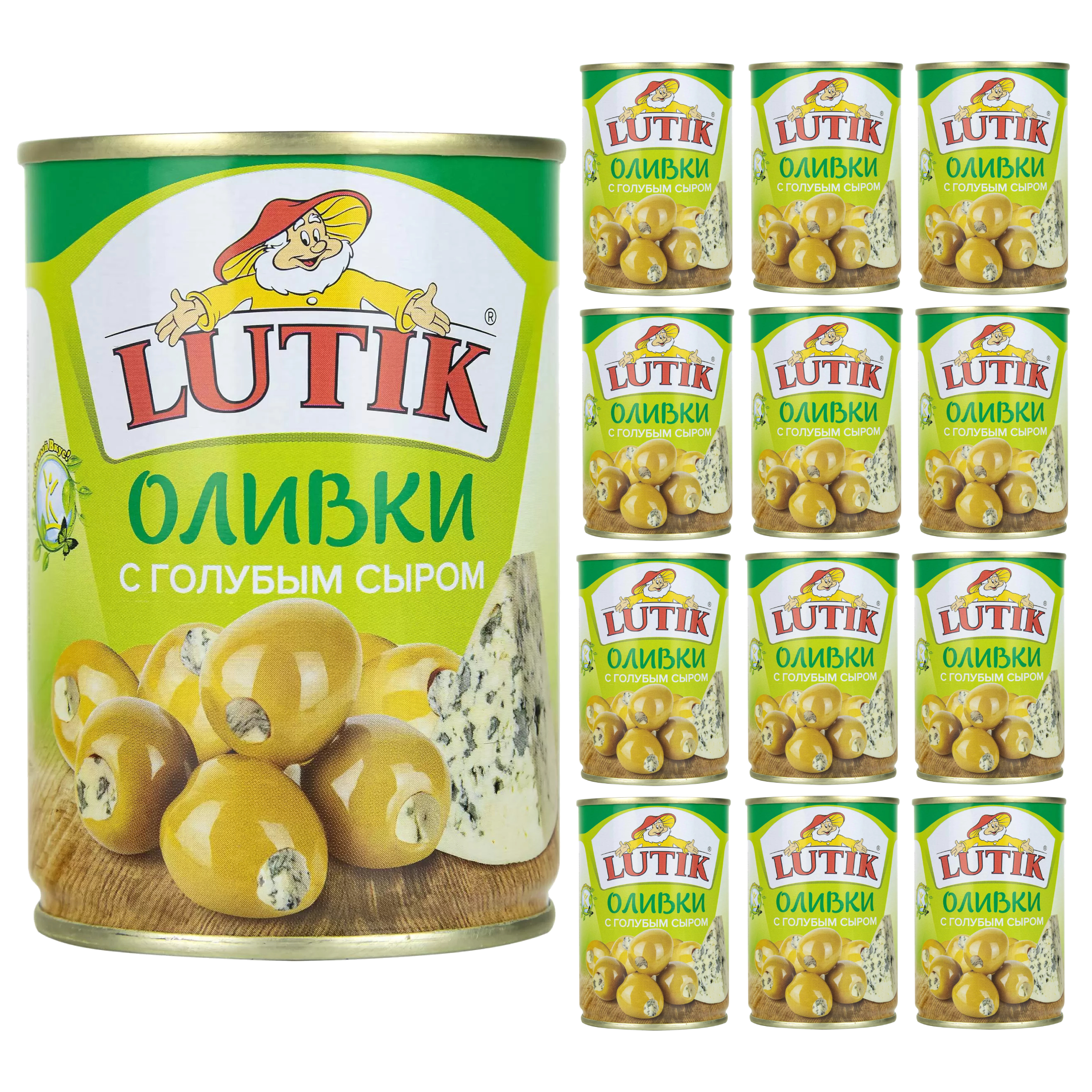 

Оливки Lutik с голубым сыром, 12x280 г