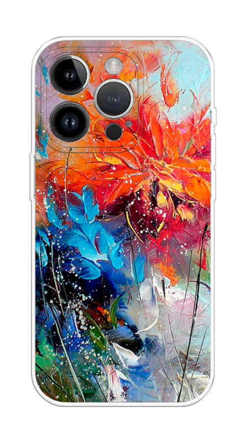 

Чехол на Apple iPhone 15 Pro Max "Абстрактные цветы", Оранжевый;синий, 15850-1