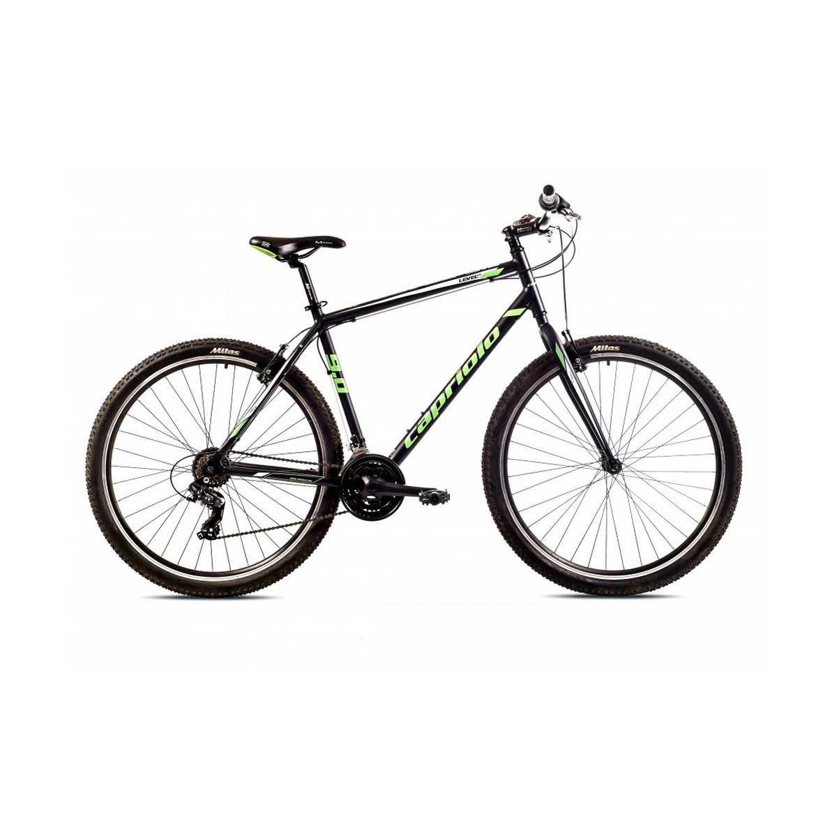 Велосипед CAPRIOLO MTB LEVEL 9.0 29'' 3 X 6, ALU 21'' чёрный - зелёный 2024