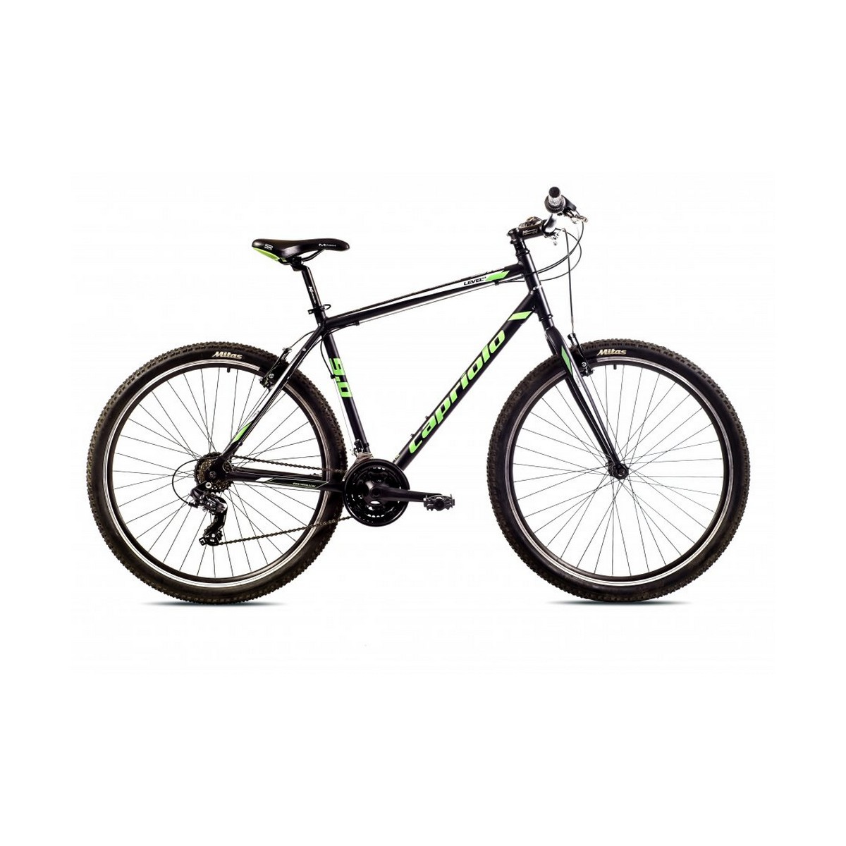 Велосипед CAPRIOLO MTB LEVEL 90 29 3 X 6 ALU 21 чёрный - зелёный 2024 3499000₽