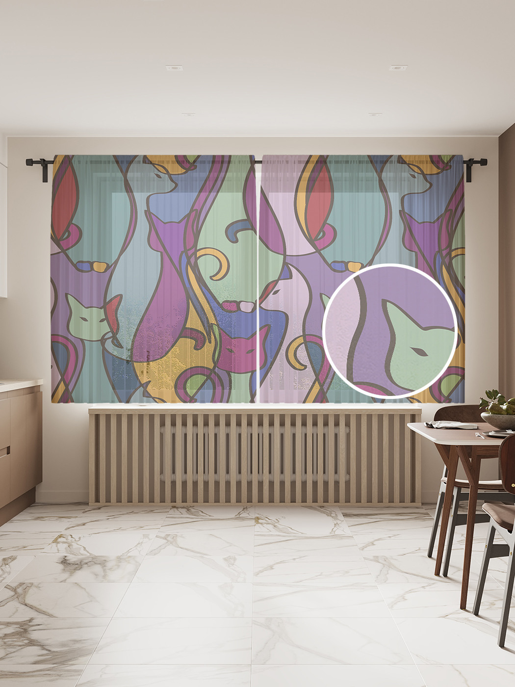 

Фототюль JoyArty "Токсичные коты", 145x180 см (2 полотна со шторной лентой + 50 крючков), Токсичные коты