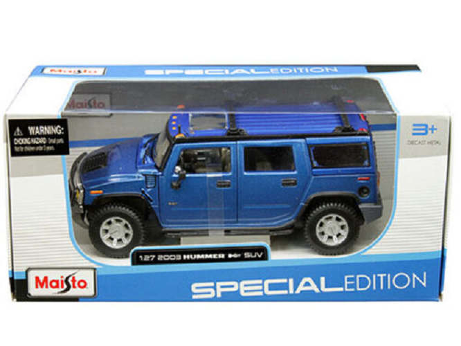 Машина Maisto Hummer H2 SUV 2003 31231 1:27, 18 см, синий машина пикап maisto 2017ford raptor 1 24 синий 31266