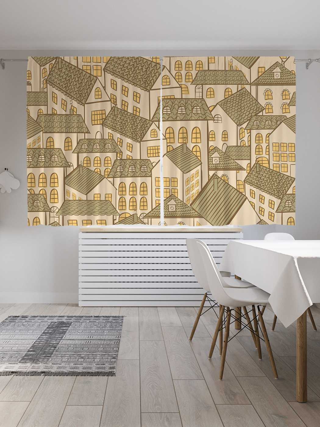 

Классические шторы JoyArty "Густонаселенный город", Oxford DeLux, 2 полотна 145x180 см, Густонаселенный город