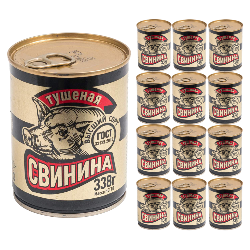 Свинина Скопинский МК тушеная, высший сорт, 12x338 г