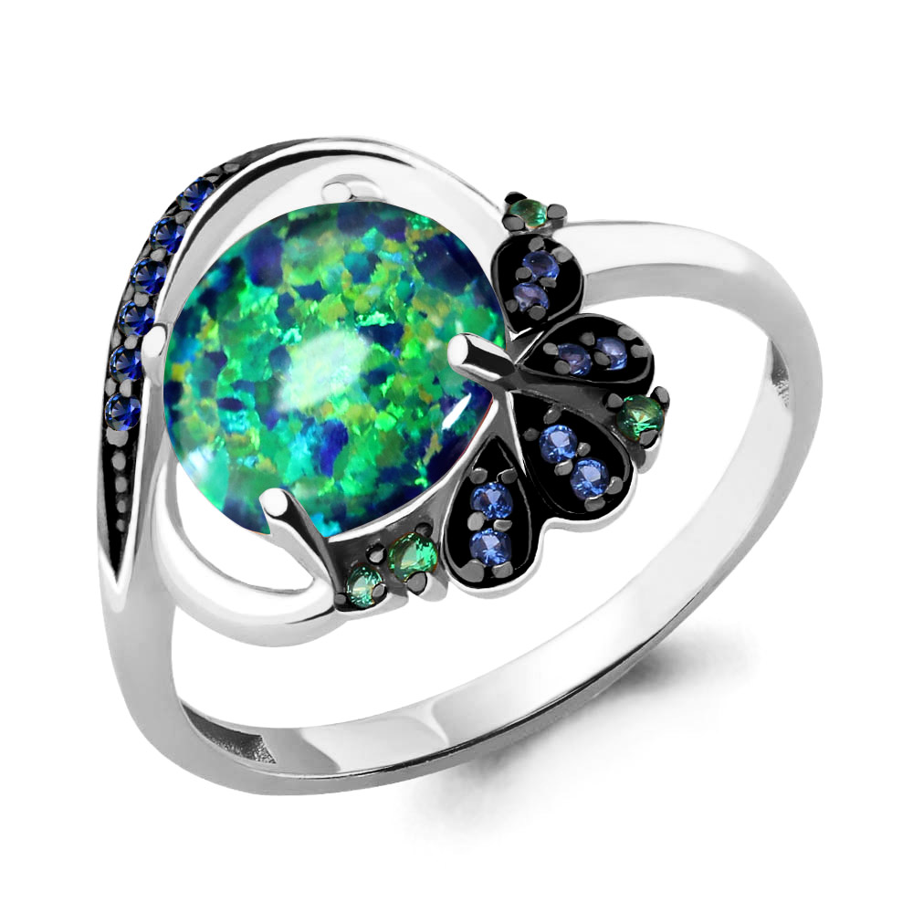 

Кольцо из серебра с сапфиром р. 19 Aquamarine 6599996БГ_925_р, 6599996БГ_925_р