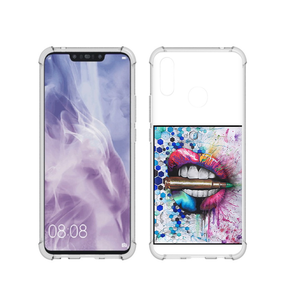 

Чехол MyPads Tocco для Huawei Nova 3i разноцветные губы с пулей (PT227100.63.571), Прозрачный, Tocco