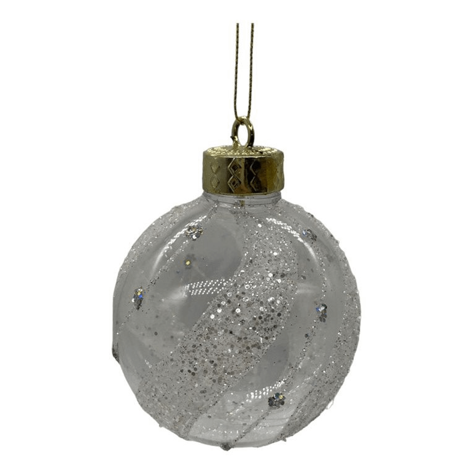 Елочный шар Christmas DeLuxe прозрачный с узором 8 см 79₽