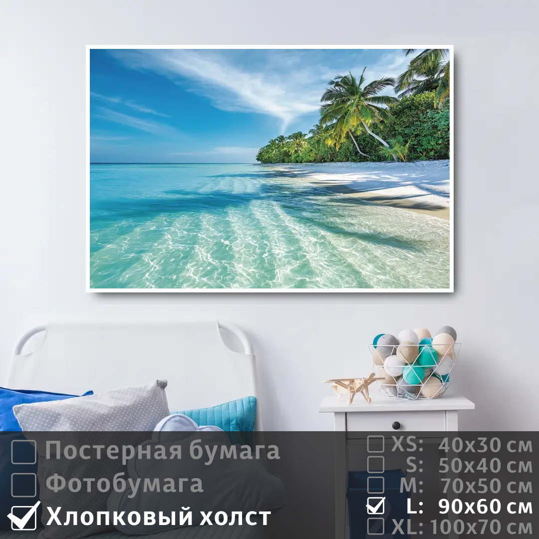 

Постер на холсте ПолиЦентр Пальмы на берегу моря 90х60 см, ПальмыНаБерегуМоря