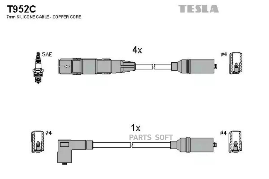 

TESLA Провода высоковольтные TESLA T952C
