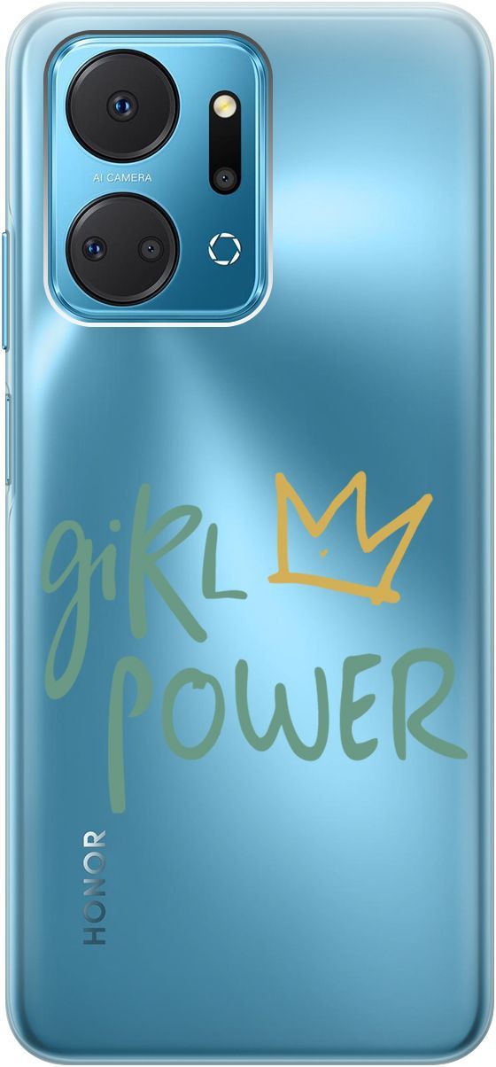 

Силиконовый чехол на Honor X7a с 3D принтом "Girl Power!" прозрачный, Прозрачный;зеленый, 159388