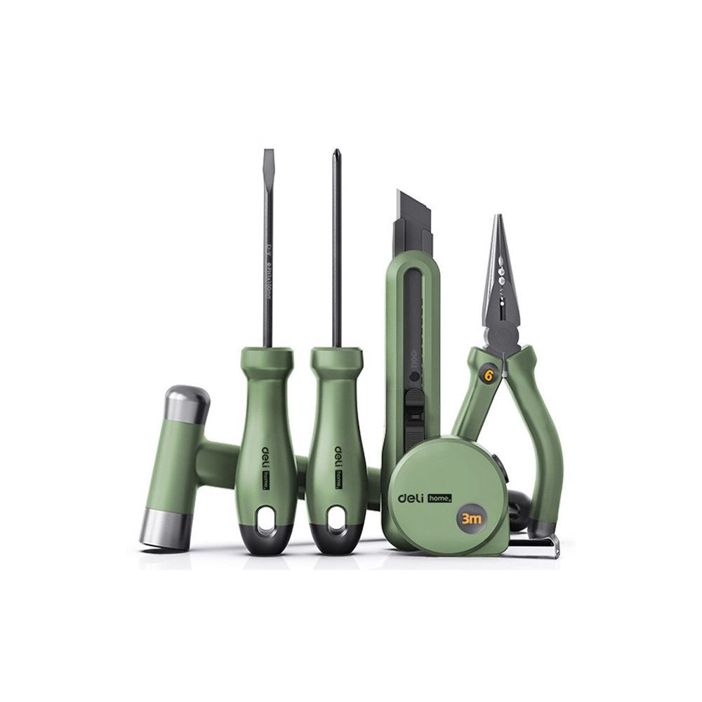фото Набор ручного инструмента deli tools home series green ht0006l 6 предметов