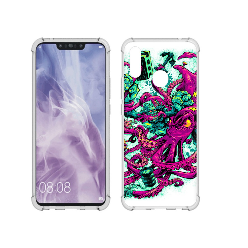 

Чехол MyPads Tocco для Huawei Nova 3i фиолетовый кракен (PT227100.63.657), Прозрачный, Tocco