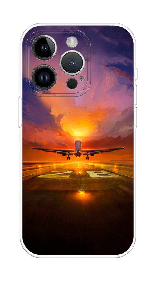 

Чехол на Apple iPhone 15 Pro Max "Самолет на посадке", Оранжевый;синий, 15850-1