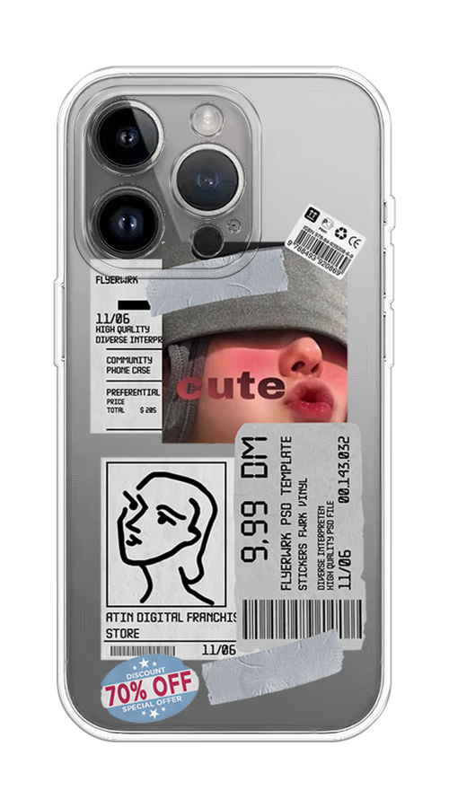 

Чехол на Apple iPhone 15 Pro Max "Cute girl collage", Розовый;серый;голубой, 15850-1