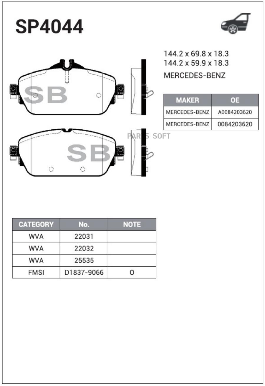 

Колодки пер. MB W205 C180 1.6-2.0/2.2CDI 14=>