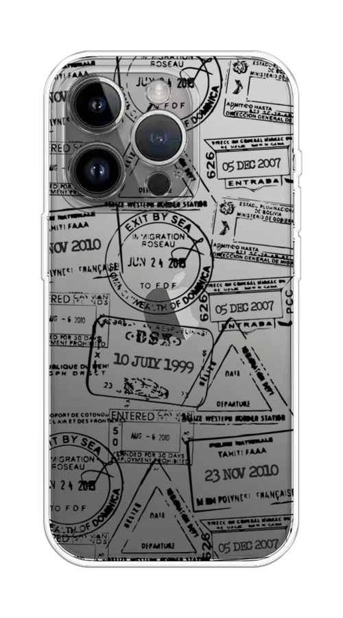 

Чехол на Apple iPhone 15 Pro Max "Visa stamps 2", Белый;черный;серый, 15850-1