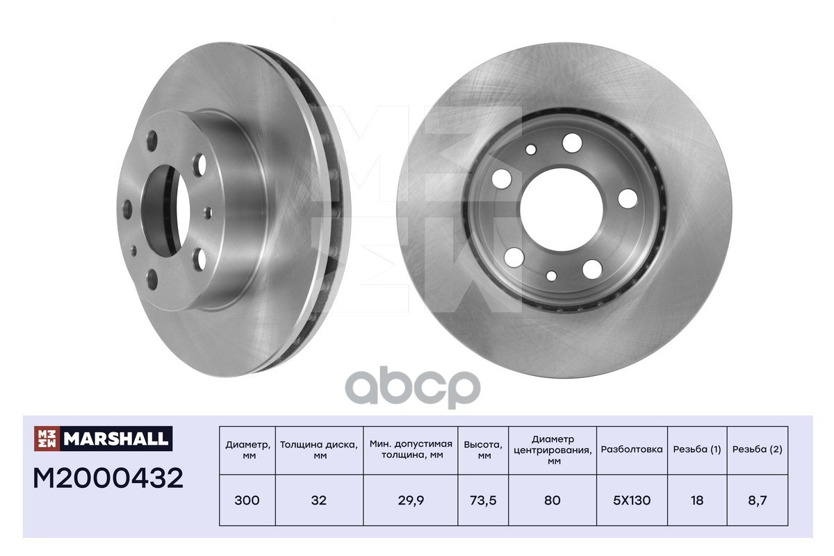 

Тормозной диск MARSHALL Autoparts передний для Citroen Jumper/Fiat Ducato 2006- M2000432
