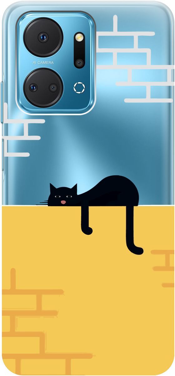 

Силиконовый чехол на Honor X7a с 3D принтом "Lazy Cat" прозрачный, Прозрачный;желтый, 159389
