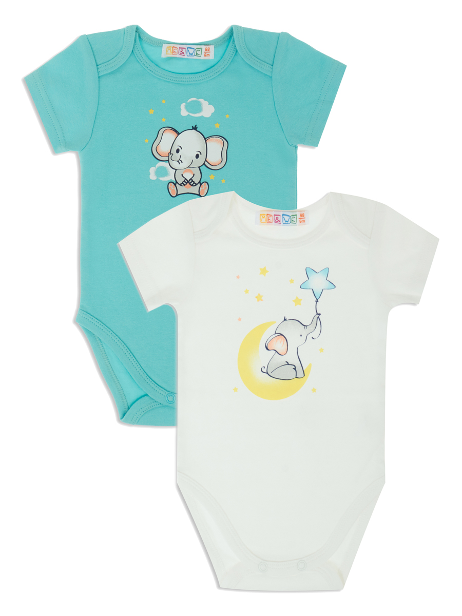 

Боди для новорожденных Me&We NU121-J722-320 Бирюзовый/Белый-80, NU121-J722-320