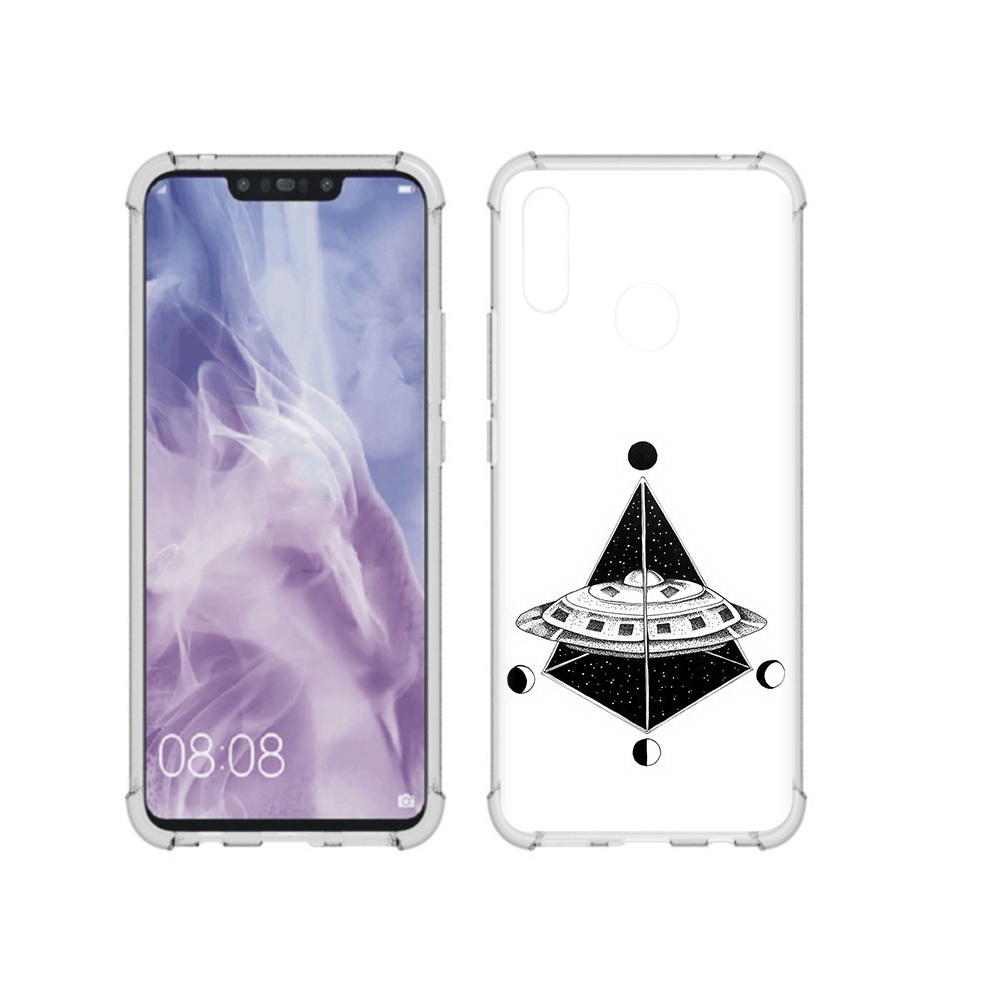 

Чехол MyPads Tocco для Huawei Nova 3i черно белая летающая тарелка (PT227100.63.679), Прозрачный, Tocco