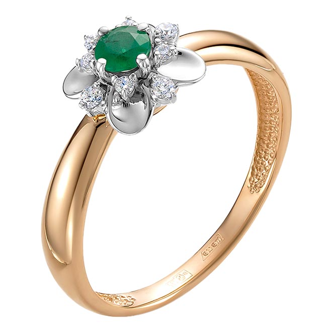 

Кольцо из красного золота с бриллиантом/изумрудом р. 17,5 Vesna jewelry 12178-151-04-00, 12178-151-04-00