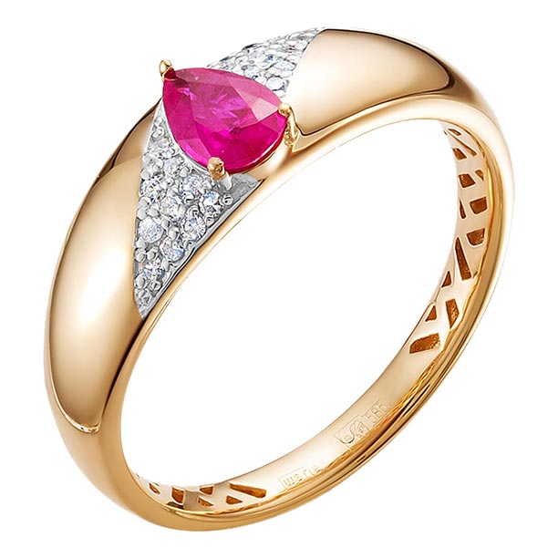 Кольцо из красного золота с бриллиантом/рубином р. 17 Vesna jewelry 12210-151-15-00