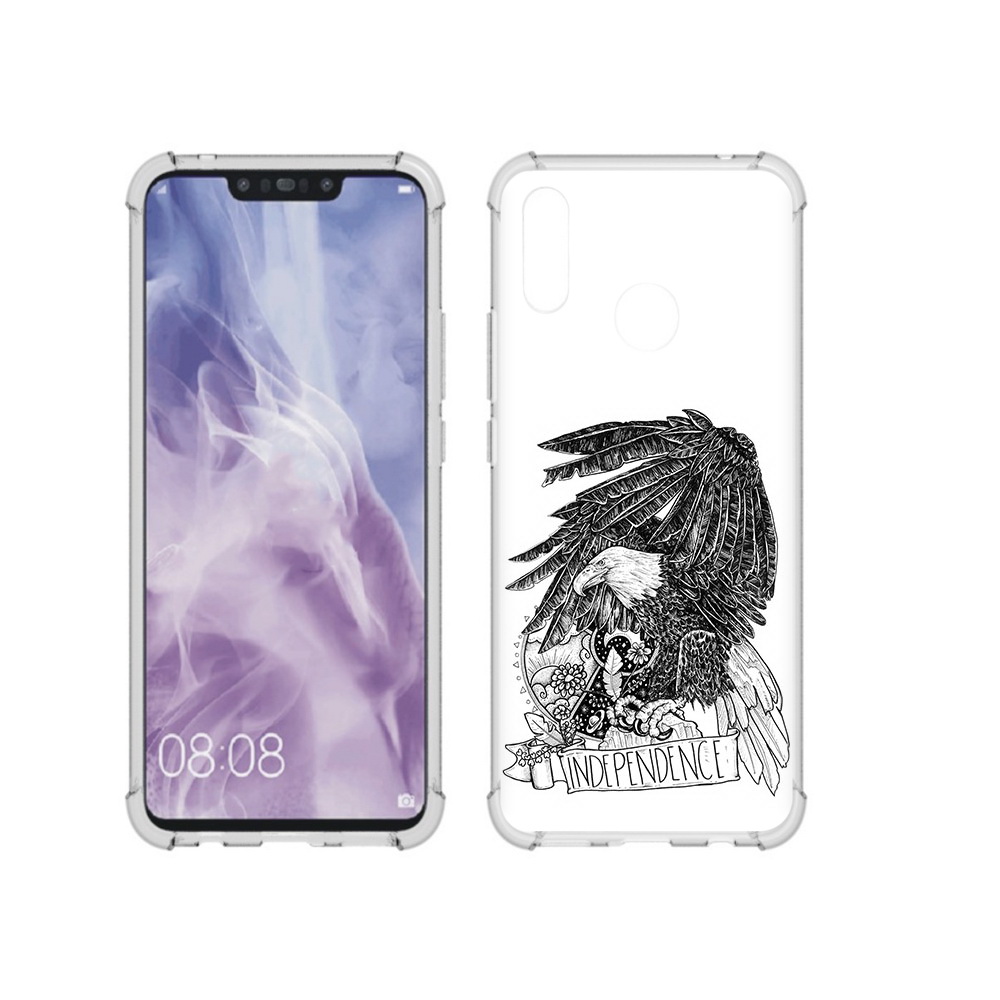 

Чехол MyPads Tocco для Huawei Nova 3i черно белый сокол (PT227100.63.688), Прозрачный, Tocco