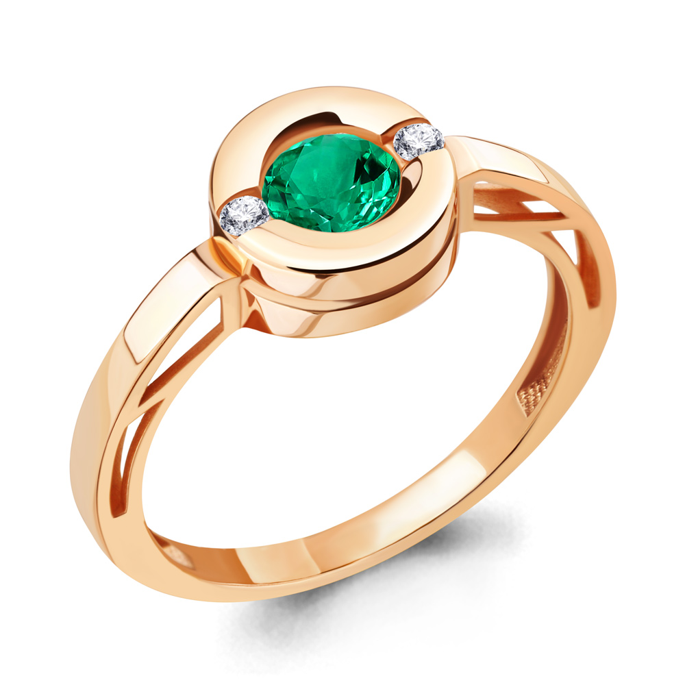 

Кольцо из серебра с изумрудом р.  Aquamarine 66642АГ_925_з, 66642АГ_925_з