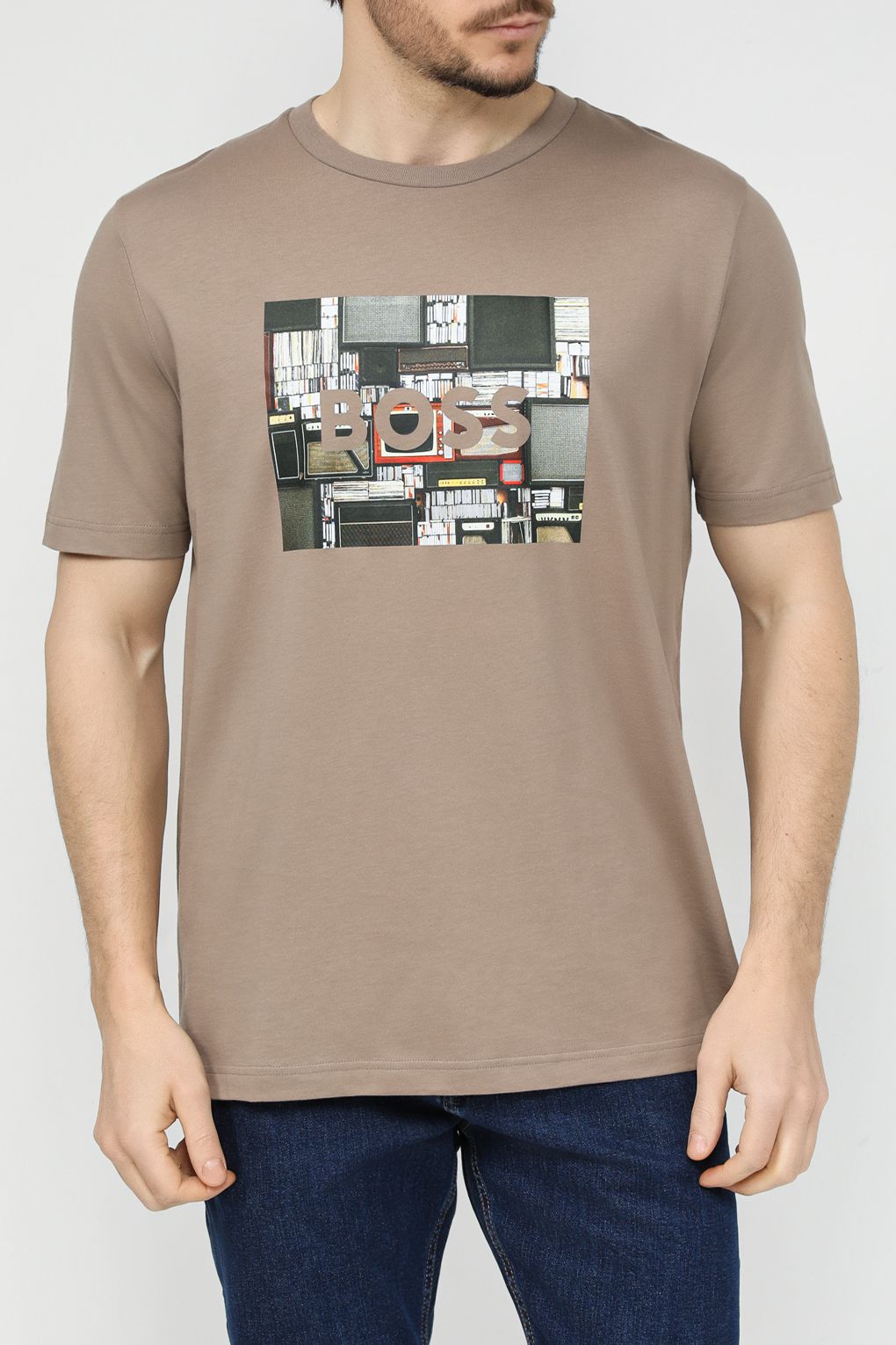 

Футболка мужская BOSS 50510009 коричневая L, Коричневый, 50510009