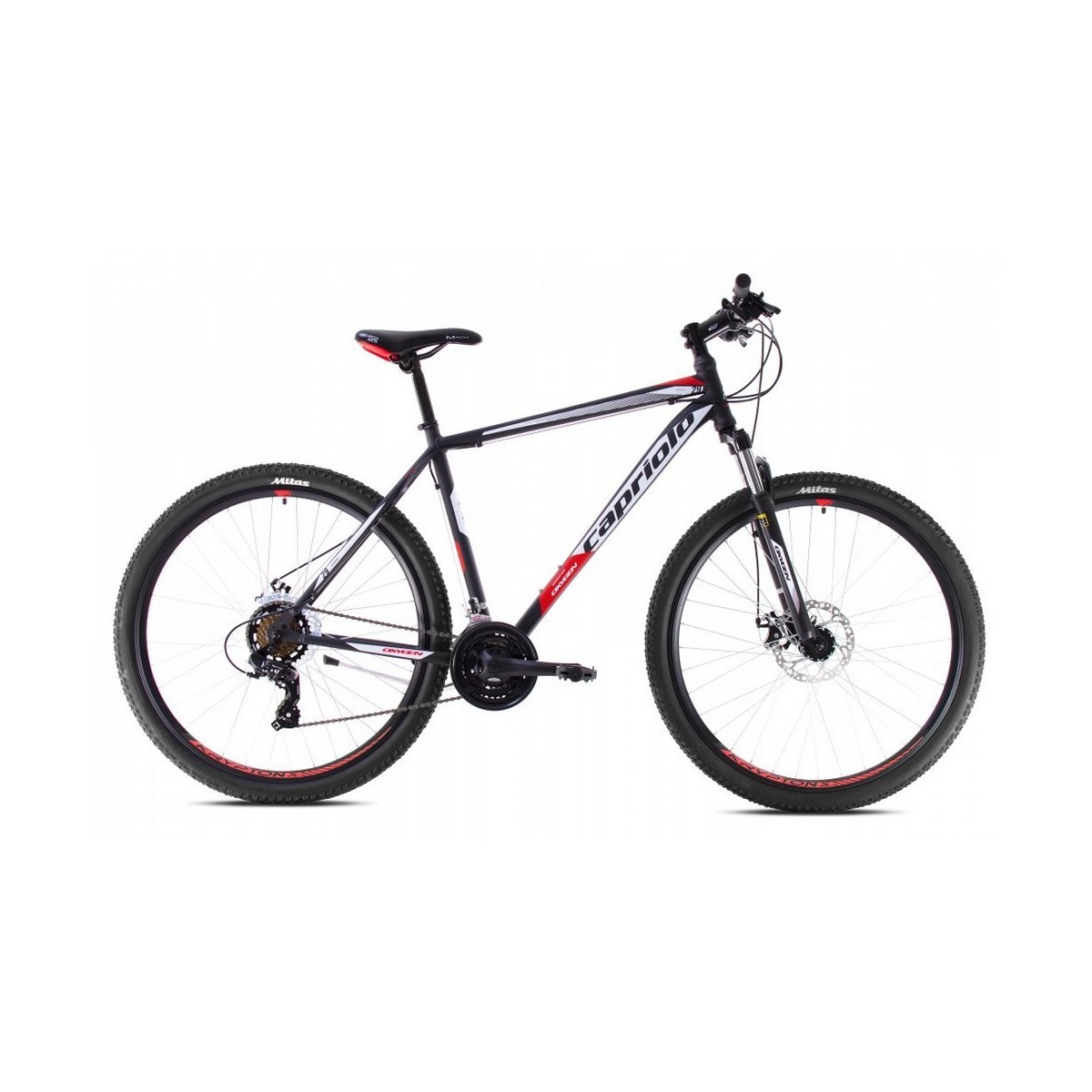 Велосипед CAPRIOLO MTB OXYGEN 29'' 3 X 7, STEEL 21'' чёрный - красный 2024