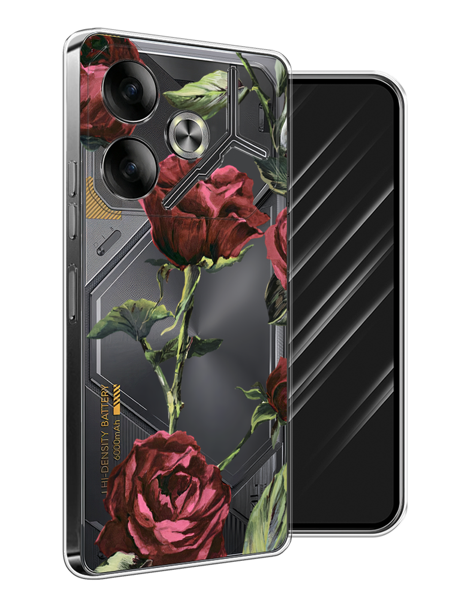 

Чехол Awog на Tecno Pova 6 "Бордовые розы фон", Бордовый, 305350-1