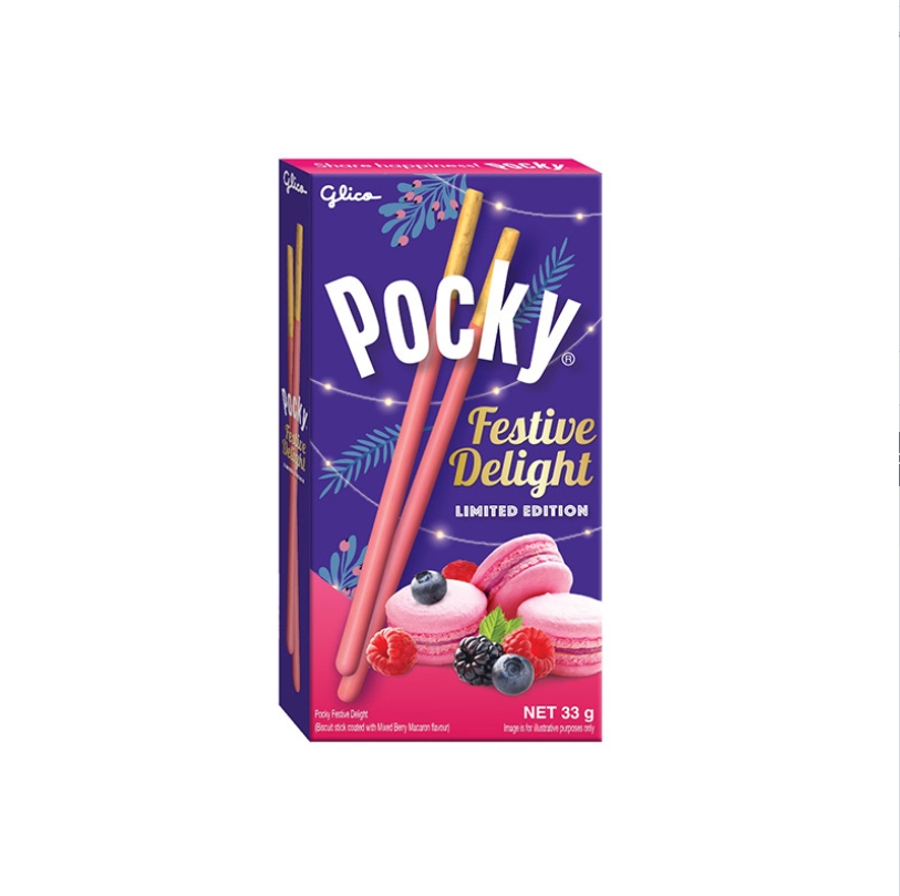 Печенье POCKY бисквитное с ягодным вкусом Festive Delight, 31 г