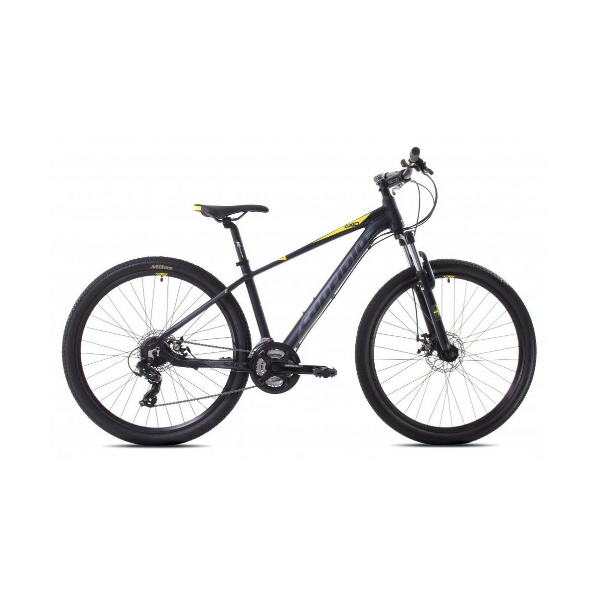 Велосипед CAPRIOLO MTB EXID 27.5'' (3 X 6), ALU 16'' (чёрный (мат) - жёлтый)