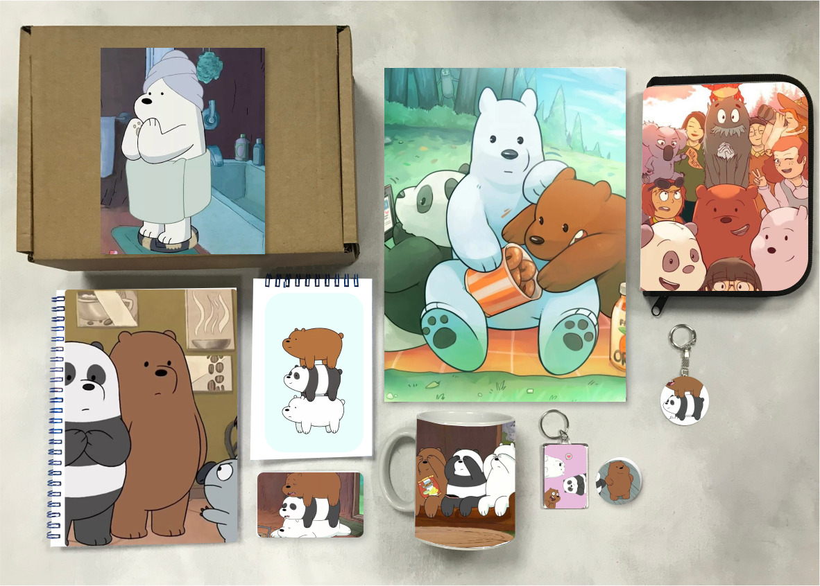 

Бокс с подарком принт Вся правда о медведях, We Bare Bears ВB0009, 9 предметов