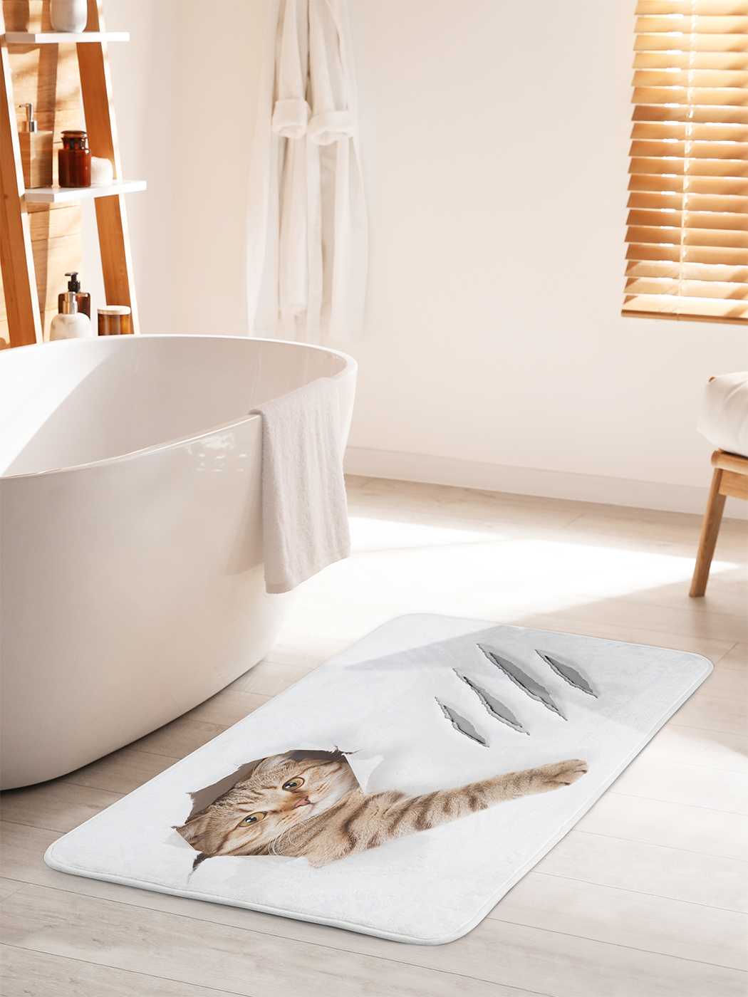 

Коврик для ванной туалета душа JoyArty "Кот с царапиной", bath_31202_60x100