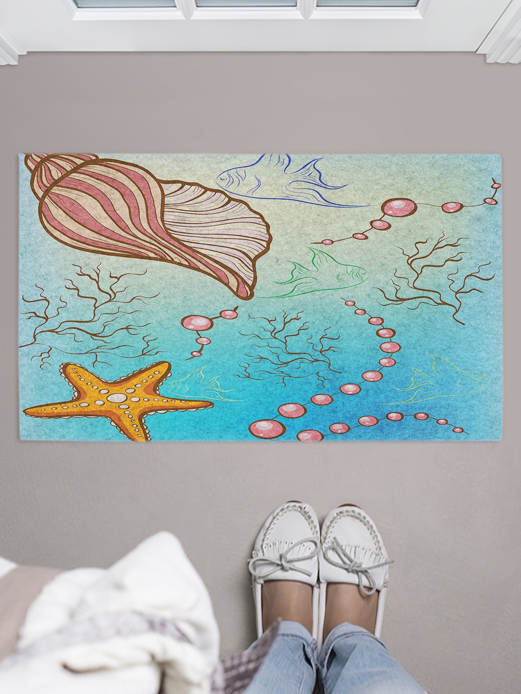 фото Придверный коврик joyarty "морские драгоценности" для обуви 75x45 см