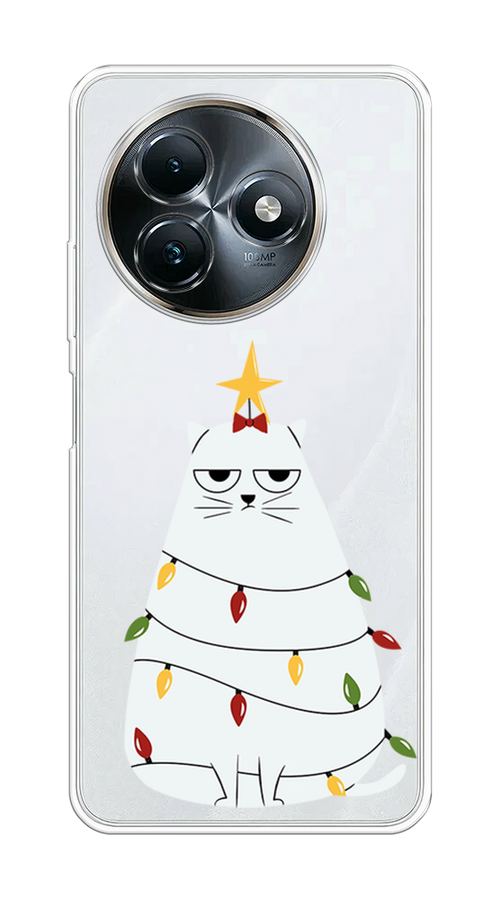 

Чехол на Itel S24 "Котик в гирлянде", Белый;красный;желтый, 3202050-1