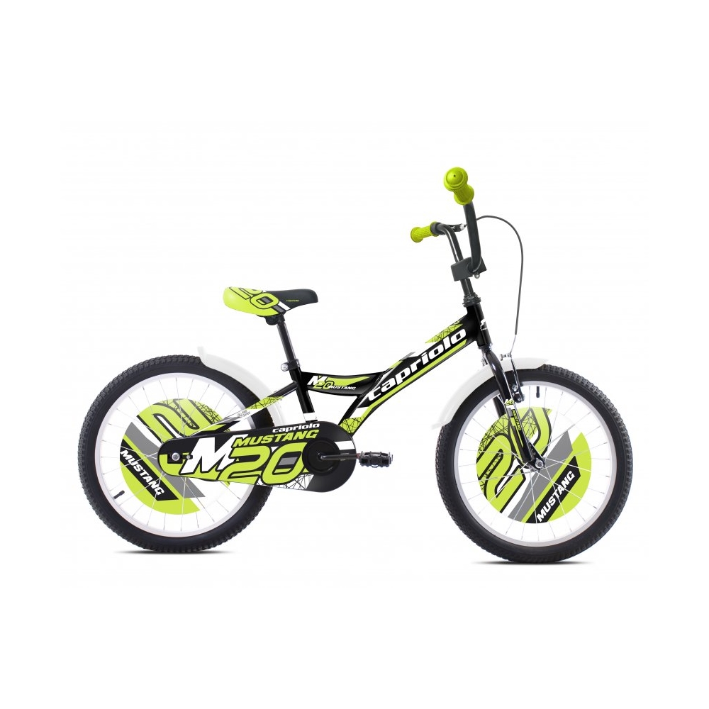 Велосипед CAPRIOLO KIDS MUSTANG 20'' (FIX), STEEL 10'' (чёрный - лимонный)