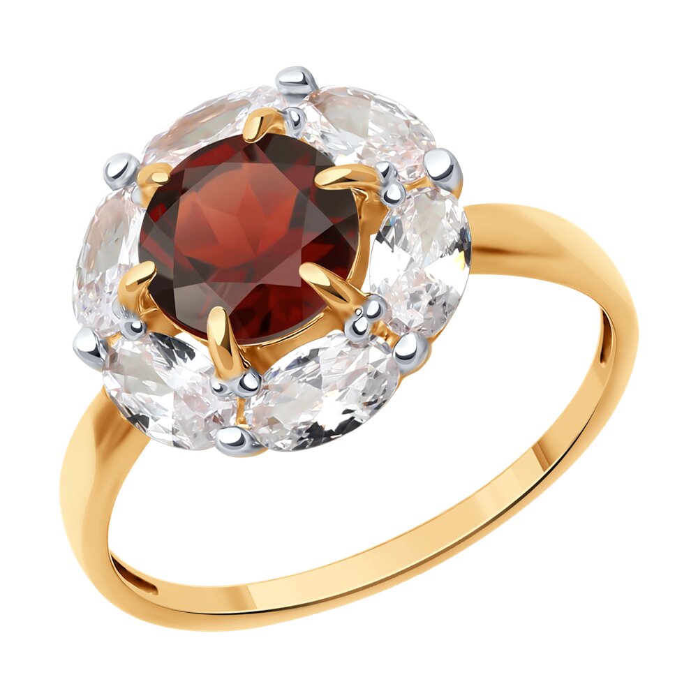 

Кольцо из золота р. 17,5 Diamant 51-310-02100-2, фианит\гранат, 51-310-02100-2