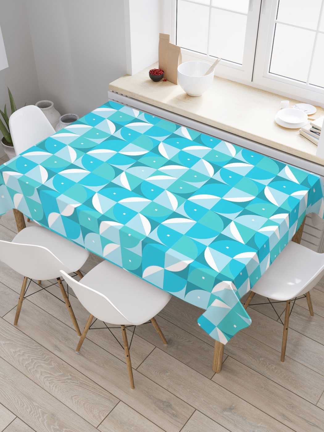 

Скатерть прямоугольная JoyArty "Сборные круги" из оксфорда, 180x145 см, Голубой, Сборные круги