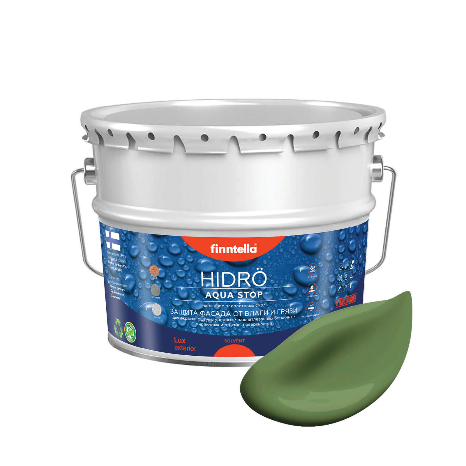

Краска HIDRO, VIHREA зеленый, 9л, HIDRO самоочищающаяся фасадная со свойствами лотоса, плиолит-полиуретановая