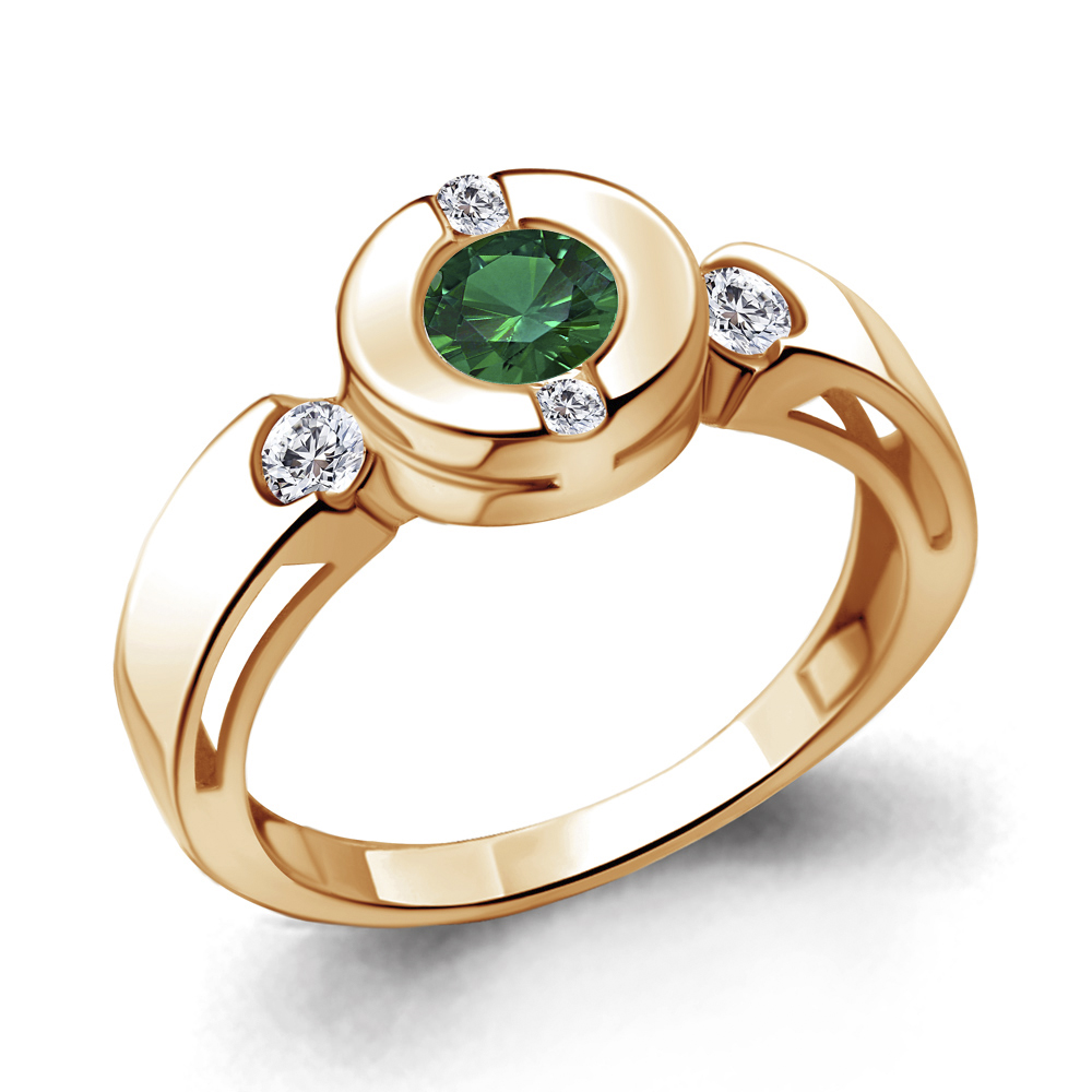 

Кольцо из серебра с изумрудом р.  Aquamarine 66644АГ_925_з, 66644АГ_925_з